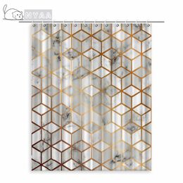 Shower Curtains Nyaa Minimalist Squares And Stripes Simple Patterns Waterproof Polyester Fabric Bathroom For Home Decor