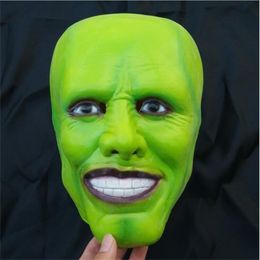 The Jim Carrey Movies Mask Cosplay Green Mask Costume Adult Fancy Dress Face Halloween Masquerade Party Cosplay Mask Y200103