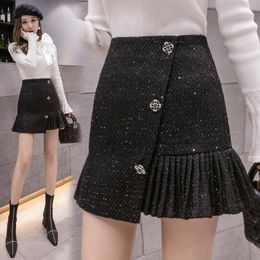 COIGARSAM 4XL Plus Size Vintage Women Short Skirt Skirts Black 301 210309