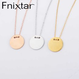 disk polish UK - Fni Stainless Steel Mirror Polish Round Discs Plate Pendant Chain Neckalce DIY Disk Charm Necklace 5Piece lot 210621