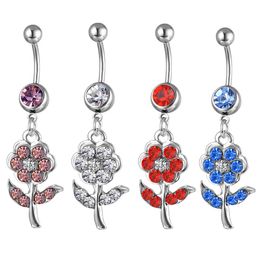 YYJFF D0597 Flower Belly Navel Button Ring Mix Colours