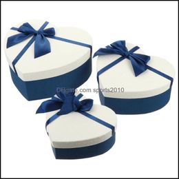 Wrap Event Festive Party Supplies Home & Garden3Pcs Heart Shaped Case Bow-Knot Gift Box Exquisite Paper Present Boxes Drop Delivery 2021 Qpn