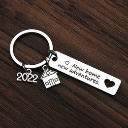 Housewarming Gift Custom Logo House keychain Pendant New Home Adventure Stainless Steel Souvenir Metal Key chain 2022