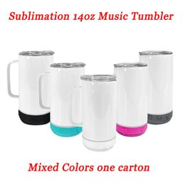 14oz Sublimation Bluetooth Tumbler Double Wall Stainless Steel Smart Wireless Speaker Music Tumblers with handle Personalised Gift US STOCK