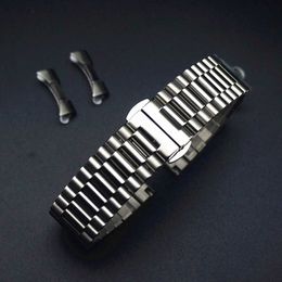 20mm Solid Stainless Steel Watchband Silver Golden Watches Strap Safe Butterfly Buckle High Quality Men Bands Replacement Belt H0915