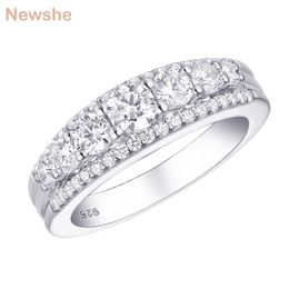 she Solid 925 Sterling Silver Wedding Engagement Ring 1.2Ct Round Cut AAAAA CZ Band Jewelry Gift For Women 1R0010 211217