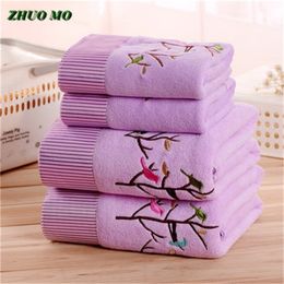 ZHUO MO 3pcs Quick-Drying Cartoon trees 3 colors Microfiber Towel Set Bath Towel Face Beach Towel Adult toallas for Bathroom Y200429