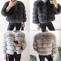 style real fur coat 100% natural jacket female winter warm leather high quality vest 211129