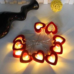 led heart shaped fairy lights Canada - Strings 10 20 30 50 100M LED Heart-shaped String Light Red Wooden Lamp Valentine's Day Fairy Christmas Festival Party Wedding Deco
