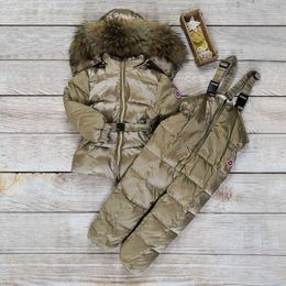 Children's Winter Clothing Sets Baby Girl Clothes Boys Down Jacket Toddler Parka Warm Snowsuit kids Big Natural Fur outwear -30 H0909