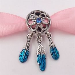 Andy Jewel Authentic 925 Sterling Silver Beads Blue Dreamcatcher Charm Charms Fits European Pandora Style Jewellery Bracelets & Necklace 799341C01