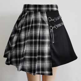New Fashion Female Women Mini Skirts Casual Basic Fashion All Match Plaid Vintage Irregular High Waist College Wind skirt 210309