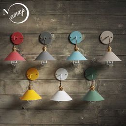 Modern simple iron wall lamp country home deco wall light LED with 7 colors for bedroom living room restaurant cafe shop aisle 210724