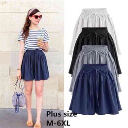 Summer Wide Leg Shorts Women Plus Size Casual short Loose High waist Female Short pants size M-6XL 210719