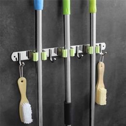 High Capacity Mop Rack Wall Mount Stainless Steel Broom Holder Multi-Model Bathroom Storage Organization Accessories Promotion 211112