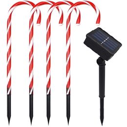 Solar Christmas Light Christmas Candy Cane Pathway Lights 2021 Christmas Decoration For Home Garden New Year Holiday Lights 201017