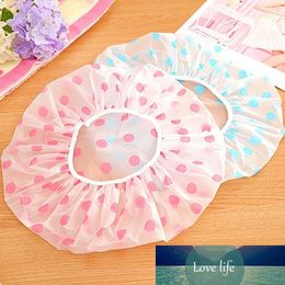 New Style Lovely Dots Thickened Waterproof Transparent Shower Cap Bathroom Bathing Hat Shower Products Supplies