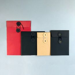 Colourful Kraft Paper Document Holder File Storage Bag Pocket Envelope with Storage String Lock Office Supply Pouch