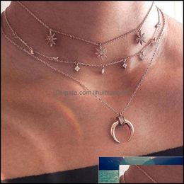 Pendant Necklaces & Pendants Jewellery Boho Mti Layer Rhinestone Sun Choker For Women Moon Vintage Collier Necklace N546 Drop Delivery 2021 6O