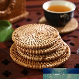 Rattan Placemat Coaster Kitchen Table Bowl Mat Durable Hand Woven Insulation Coffee Cup Coaster Teapot Mat 4 Sizes