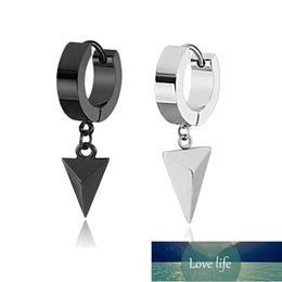 Men Women Fashion Stainless Steel Dangle Earrings For Pure Black Hoop Cool Hinged Feather Earrings