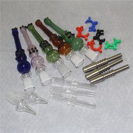 Smoking Dab Nectar Mini Nectar Straw Pipes Durable carb caps Smoke Accessory 14mm quartz tip stainless steel/glass ball tips
