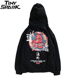 Hip Hop Mens Hoodie Sweatshirt Ghost Chinese Character Print Harajuku Hoodie Streetwear Autumn Casual Black Pullover Cotton 210720