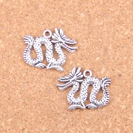 52pcs Antique Silver Plated Bronze Plated dragon loong Charms Pendant DIY Necklace Bracelet Bangle Findings 23*17mm