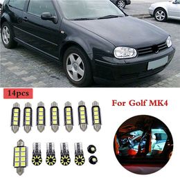 New 14 Pcs Error Free LED Trunk Bulb Car Interior Light LED Lamp Interior Reading Dome Light Kit for VW Volkswagen Golf MK4