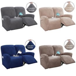 2 Seater Sofa Cover Suede All-Inclusive Rocker Water Repellent Recliner Slipcover Couch s High Elastic Solid Color 211116