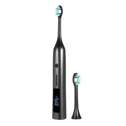 -Loskii T1 Elektrische Zahnbürste wiederaufladbare Zahn IPX7 wasserdichte elektronische Whitening-Zähnebürste mit LCD-Farbbildschirm - Schwarz