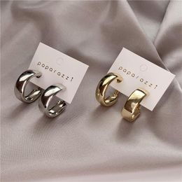 Minimalist Gold Silver Plated Big Hoop Earrings Alloy Fashion Mirror Lady Statement Earring Simplicity Women Jewelry Accessories Hot Sale