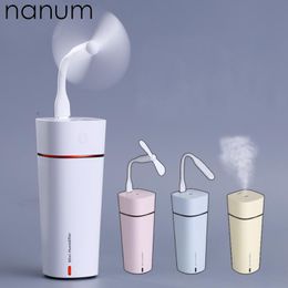 fan makers Canada - Car Air ener M11 Cup Humidifier 3 In 1 Ultrasonic Purifier USB Fan Portable With LED Light Office Home Mist Maker