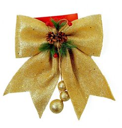 Christmas Bows Large Red Gold Sparkling Glitter Ribbon Bow Christmas Tree Decoration Party Ornament 4 Colours