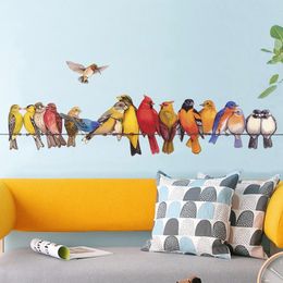 Colour birds creative sticker bedroom living room wall self-adhesive entrance decoration home decor stickers 210310