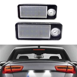 New 2 PCS LED Car Number Licence Plate Lamps With 18 LED Error Free Licence Plate Light Lamp for AUDI A6 C5 4B 7000k bright 3528SMD
