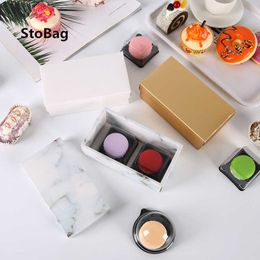 StoBag 10pcs Marble/Gold/White With Lid Paper Box Wedding Birthday Party Gift Baking Candy Package Baby Show Handmade Supplies 210602