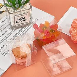 Gift Wrap 20pcs/set Clear Favour Boxes 10CM*10CM*10CM Plastic Mini Transparent Candy Cube Container For Macaron Cupcake Cookies