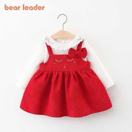 Bear Leader born Dresses Fashion Toddler Girls T-Shirt And Suspender Dress Costumes Cute Clothes For 0-2 Years 210708