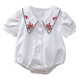 Baby Girls Smocked Rompers Summer Children Boutique Clothing born Smocking Embroidery Jumpsuit Infant Roupas 210615