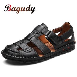 Leather Sandals Classic High quality Cow Summer Outdoor Handmade Sandals Fashion Comfortable Men Beach leather shoes size48