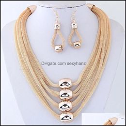 Pendant & Pendants Jewelrywomen Metal Choker Necklaces Trendy Mtilayer Twist Torques String Geometric Clavicle Chain Punk Jewelry Statement