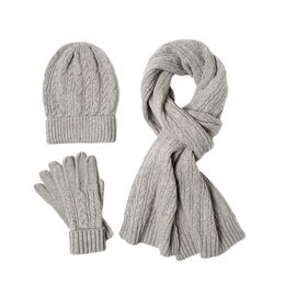 snowboarding scarves NZ - Women Men Outdoor Sports Gift Scarf Glove Hat Set Soft Solid Skiing Daily Winter Warm Snowboarding Windproof Cable Knit Casual H0923