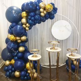 112pcs Matte Blue Confetti Gold Balloon Garland Arch Kit Baby Shower Wedding Decoration Gender Reveal Birthday Party Supplies