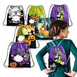 Halloween Drawstring Bags Party Gnome Candy Bundle Mouth Backpack Decorated Gifts Bag Sack Draw String Pocket Pouch Candies Wraps Festive Supplies 6Pcs/Set B7799