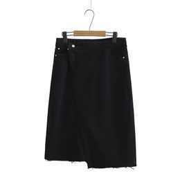 Skirts Plus Size Women's Midi Denim Female Casual Solid Black Long