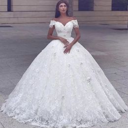 Said Mhamad Arabic Luxurious 2022 Wedding Dress Off the Shoulder Sleeveless Floor Length Lace Beaded Vestido De Novia Charming Bridal Gowns