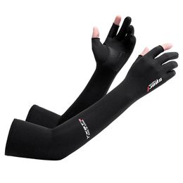 Knee Pads Elbow & Five-fingers Ice Arm Sleeves Sun Protective Breathable 50CM Warmer Outdoor Sport Riding Running Cool Silk Sleeve