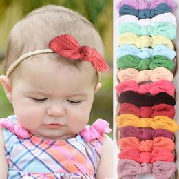 18pc/lot New Cable Knit Hair Bows Nylon Headband,Top Knotted Bunny Ear Nylon Baby Headband Kid Cotton bows Turban Girls Headwear