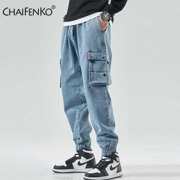 CHAIFENKO Plus Size M-8XL Cargo Jeans Men 2021 New Fashion Casual Harem Jogger Trousers Men Multiple Pocket Denim Jean Pants Men X0621